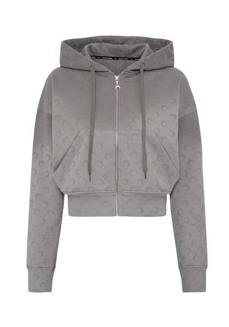 moon fleece cropped zipped hoodie woman grey MARINE SERRE | WST019ACJER0073GR90